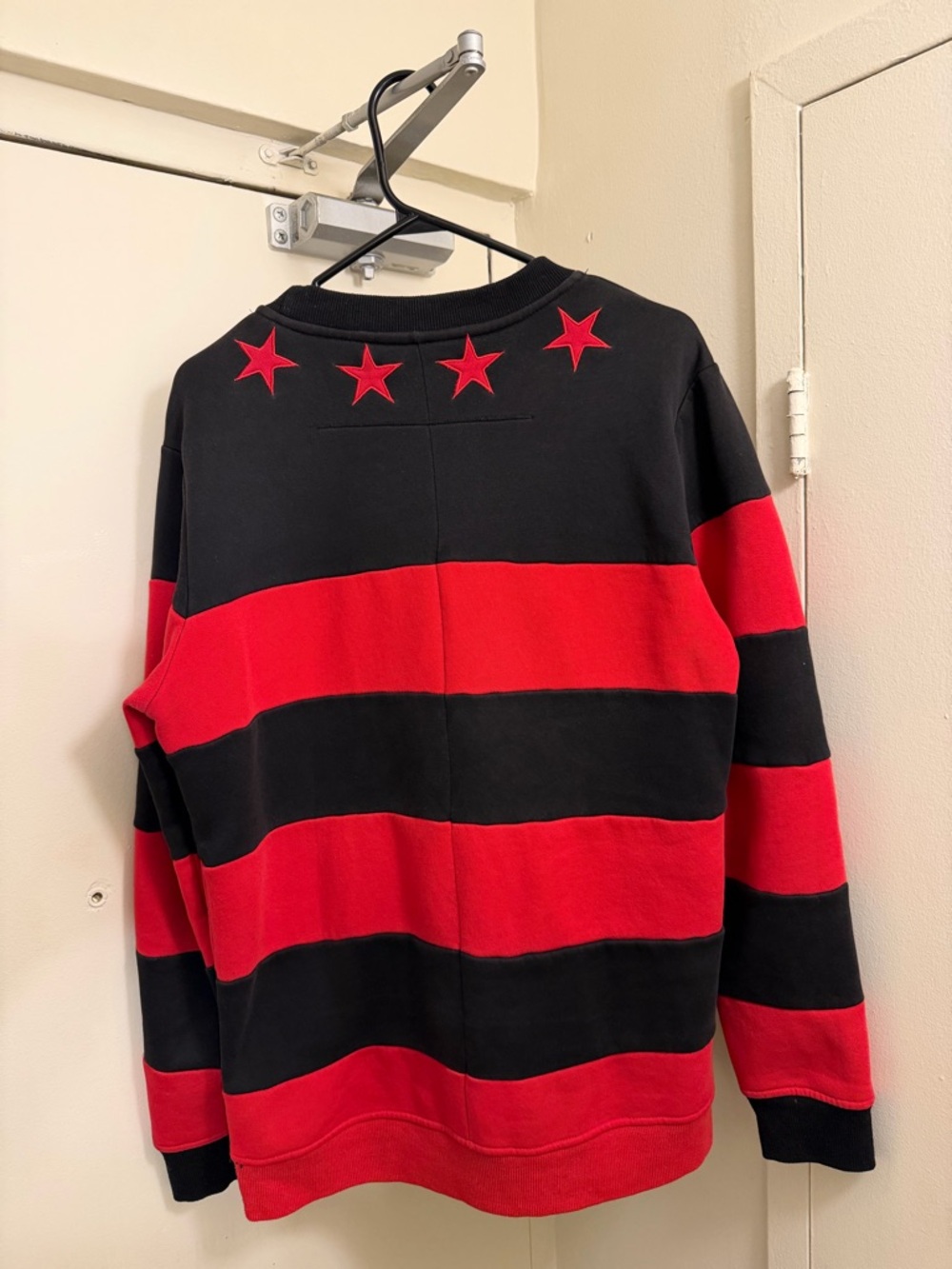 Givenchy Black and Red Striped Crewneck Sweatshirt with Star Accents - Picture 2 of 2